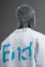 Oversize Cotton Tee – "(End)" Flame Graphic Print