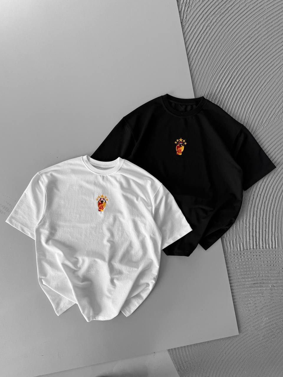 Oversize Embroidered T-Shirt – OSIMHEN 45 Flame & Stars Logo