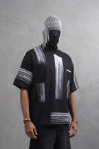 Oversize Graphic Cotton Tee - Abstract Vertical Stroke Print