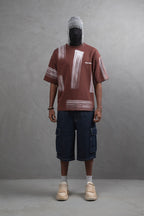 Oversize Graphic Cotton Tee - Abstract Vertical Stroke Print