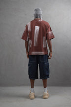 Oversize Graphic Cotton Tee - Abstract Vertical Stroke Print