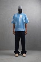 Oversize Graphic Cotton Tee - Abstract Vertical Stroke Print