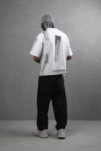 Oversize Graphic Cotton Tee - Abstract Vertical Stroke Print