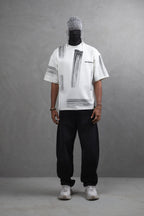 Oversize Graphic Cotton Tee - Abstract Vertical Stroke Print