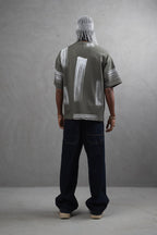 Oversize Graphic Cotton Tee - Abstract Vertical Stroke Print
