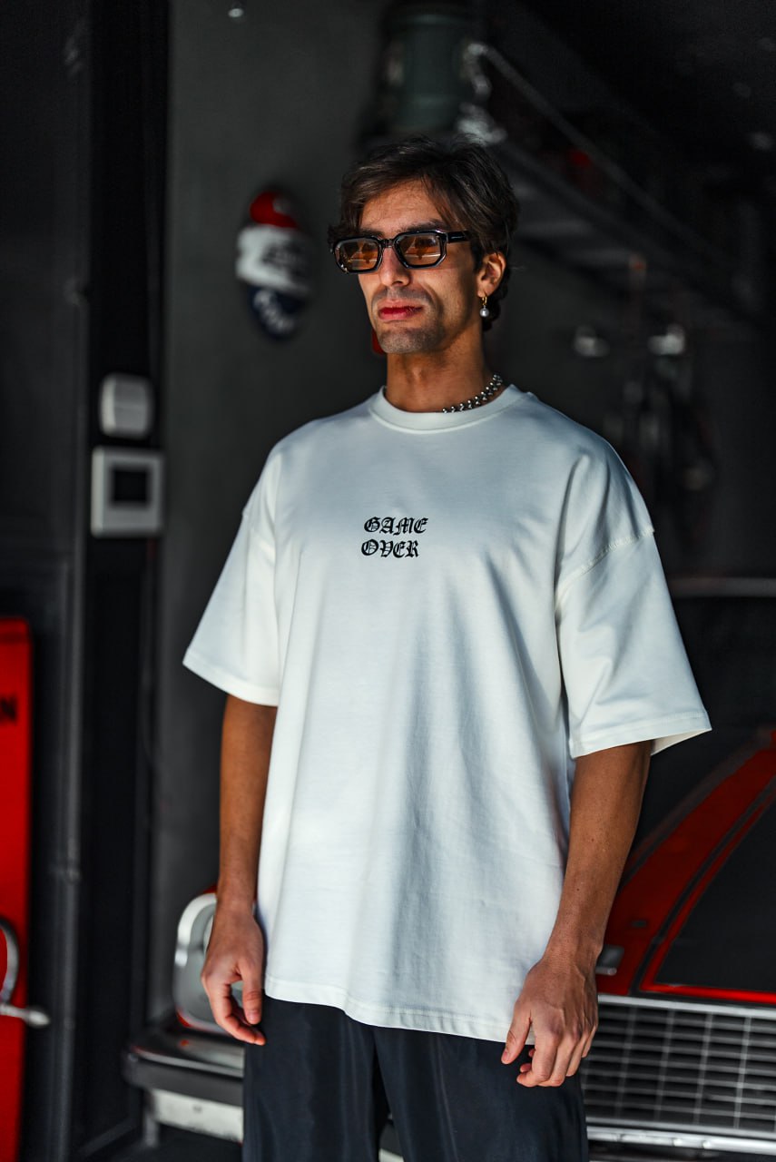 Oversize Graphic Cotton Tee – Impossible Game Over Print