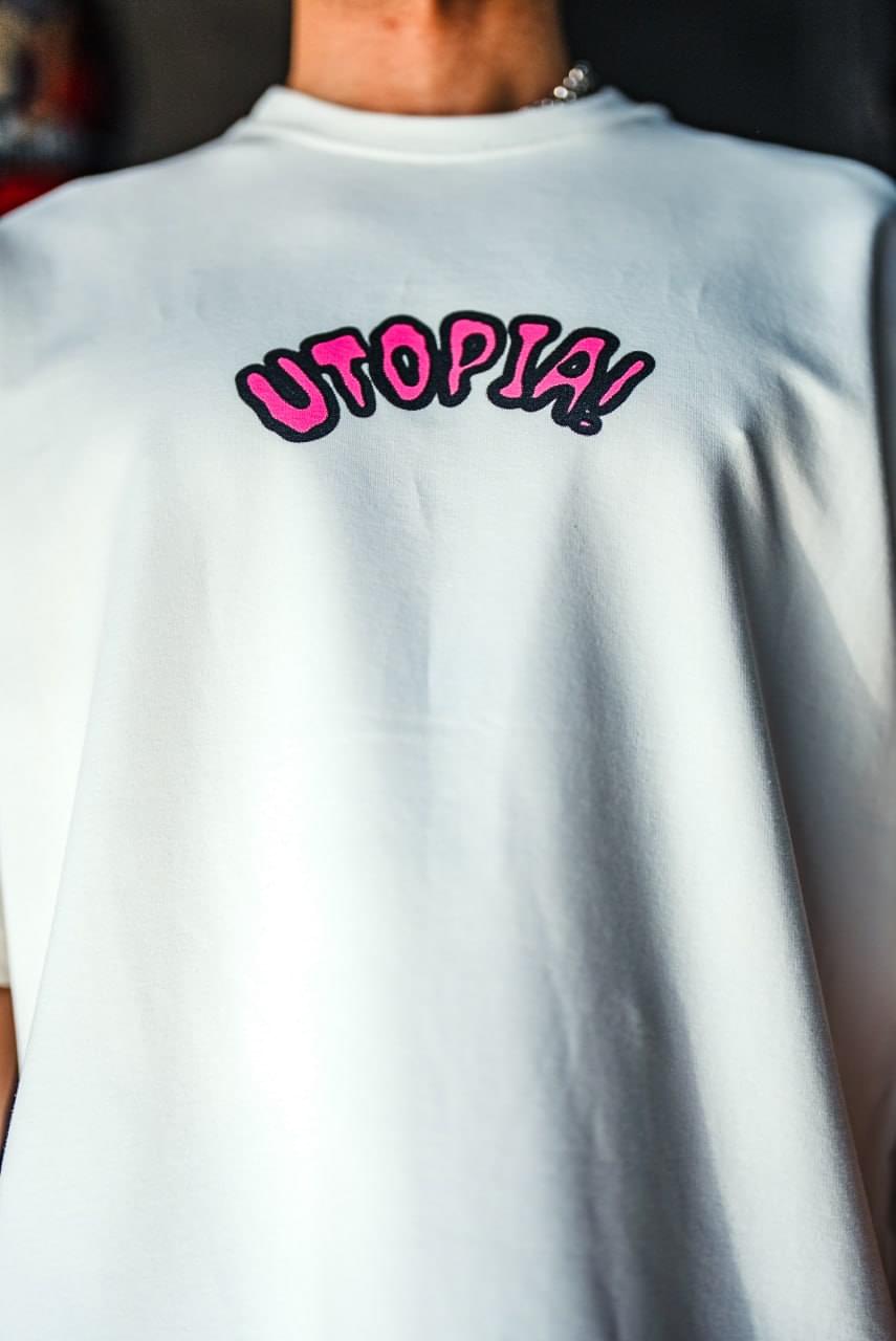 Oversize Graphic Cotton Tee – Travis Scott Utopia Dystopia Print.