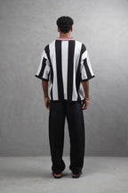 Oversize Striped Cotton Polo Tee – "What We Wear" Design Shirt