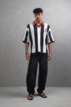 Oversize Striped Cotton Polo Tee – "What We Wear" Design Shirt