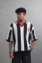 Oversize Striped Cotton Polo Tee – "What We Wear" Design Shirt