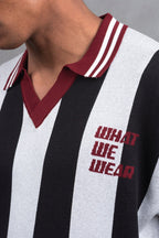 Oversize Striped Cotton Polo Tee – "What We Wear" Design Shirt