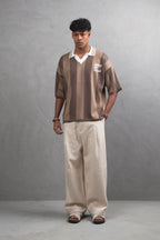 Oversize Striped Cotton Polo Tee – "What We Wear" Design Shirt
