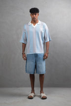 Oversize Striped Cotton Polo Tee – "What We Wear" Design Shirt