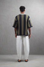 Oversize Striped Cotton Polo Tee – "What We Wear" Design Shirt