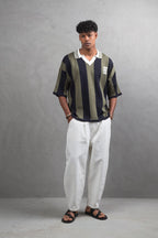 Oversize Striped Cotton Polo Tee – "What We Wear" Design Shirt