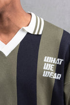Oversize Striped Cotton Polo Tee – "What We Wear" Design Shirt