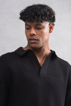 Oversize Textured Cotton Polo T-Shirt – Modern Casual Streetwear