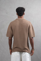 Oversize Textured Cotton Polo T-Shirt – Modern Casual Streetwear