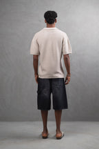 Oversize Textured Cotton Polo T-Shirt – Modern Casual Streetwear