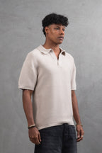 Oversize Textured Cotton Polo T-Shirt – Modern Casual Streetwear
