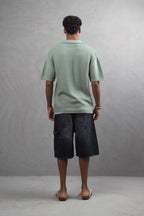 Oversize Textured Cotton Polo T-Shirt – Modern Casual Streetwear