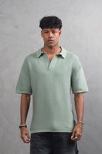 Oversize Textured Cotton Polo T-Shirt – Modern Casual Streetwear