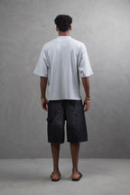 Oversize Textured Cotton Polo Tee – 3-Button Collar Relaxed Fit Shirt