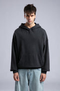 Oversized Distressed Hoodie with 'CATCH' Hood Graphic