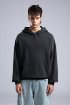 Oversized Distressed Hoodie with 'CATCH' Hood Graphic