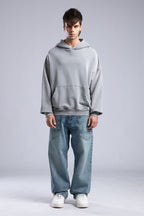 Oversized Distressed Hoodie with 'CATCH' Hood Graphic