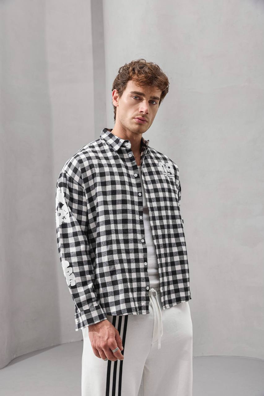 Oversized Graphic Flannel Shirt