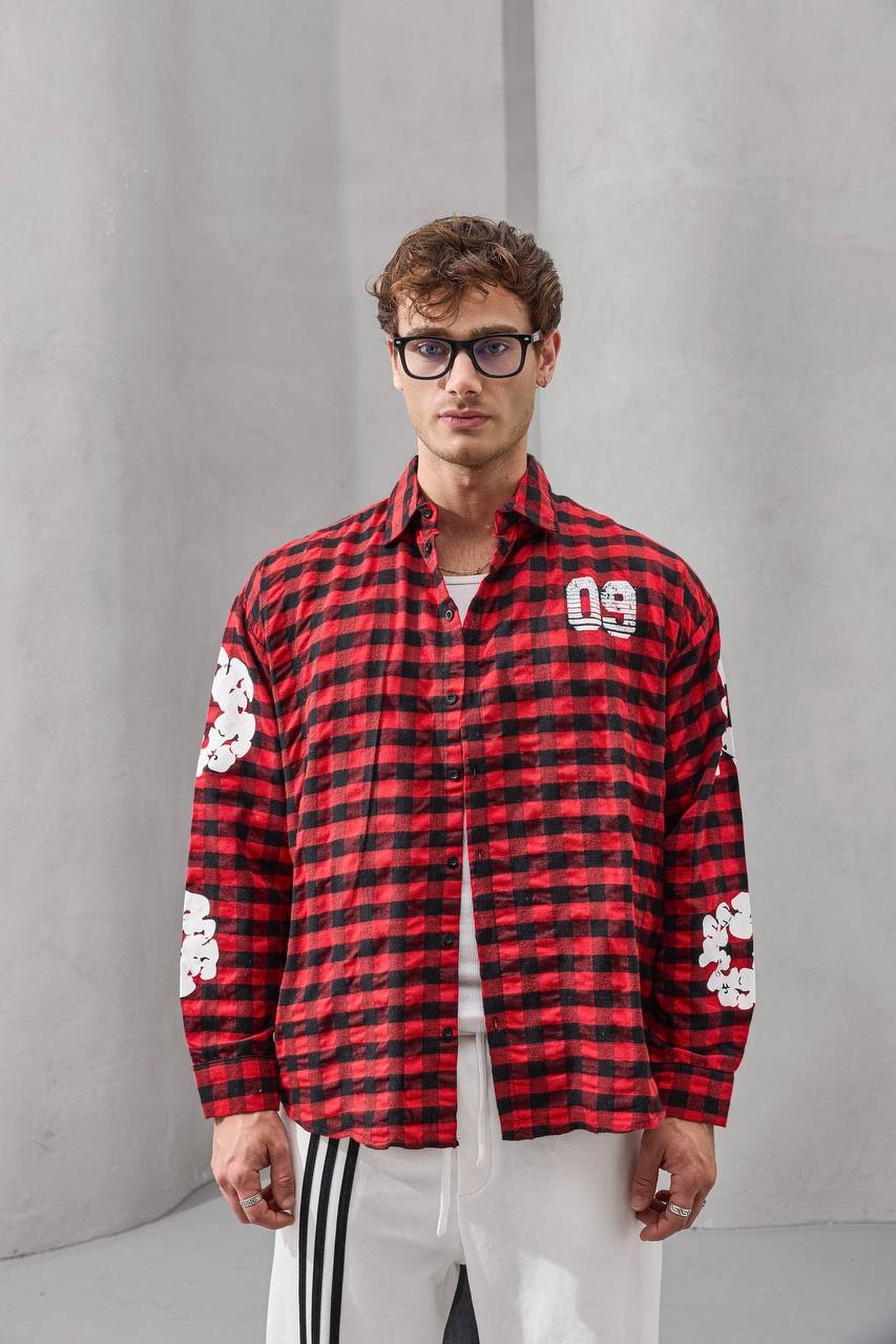 Oversized Graphic Flannel Shirt