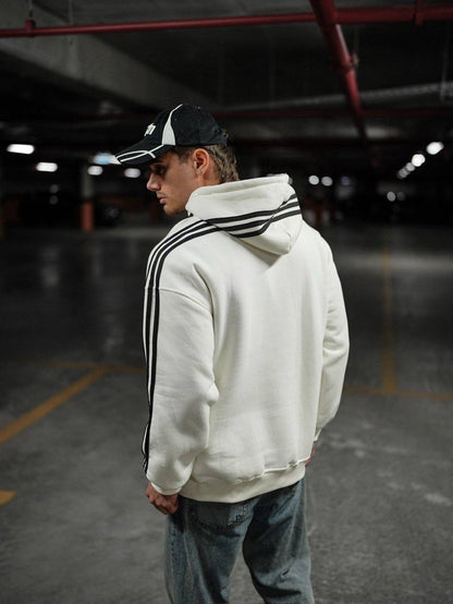 Oversized Hoodie with Striped Sleeve Details - Stylish and Comfortable Design