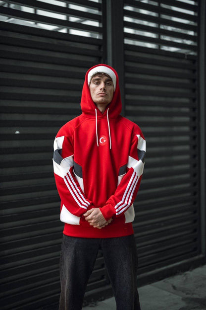 Oversized Hoodie with Turkish Flag Design