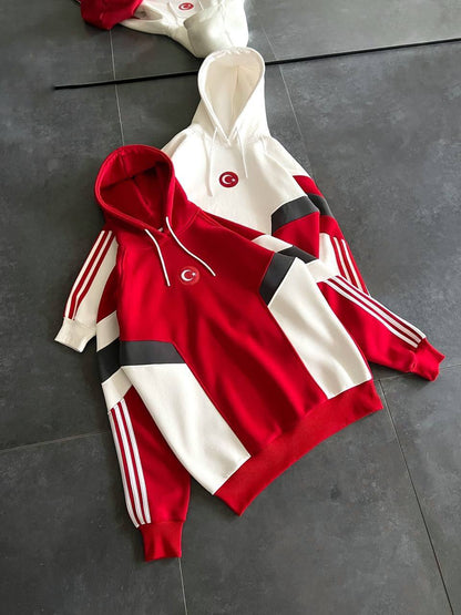 Oversized Hoodie with Turkish Flag Design