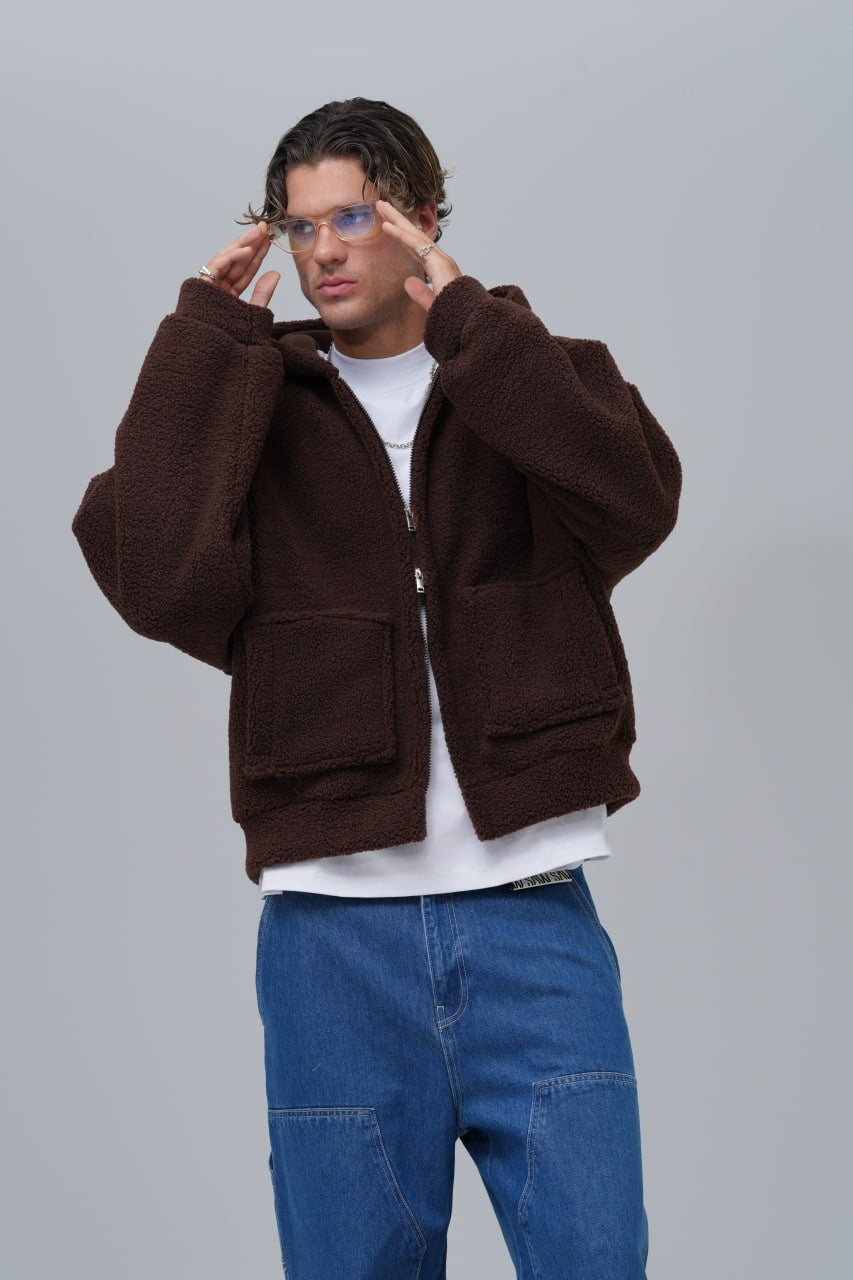 Oversized Sherpa Zip-Up Hoodie – Unisex Streetwear Comfort