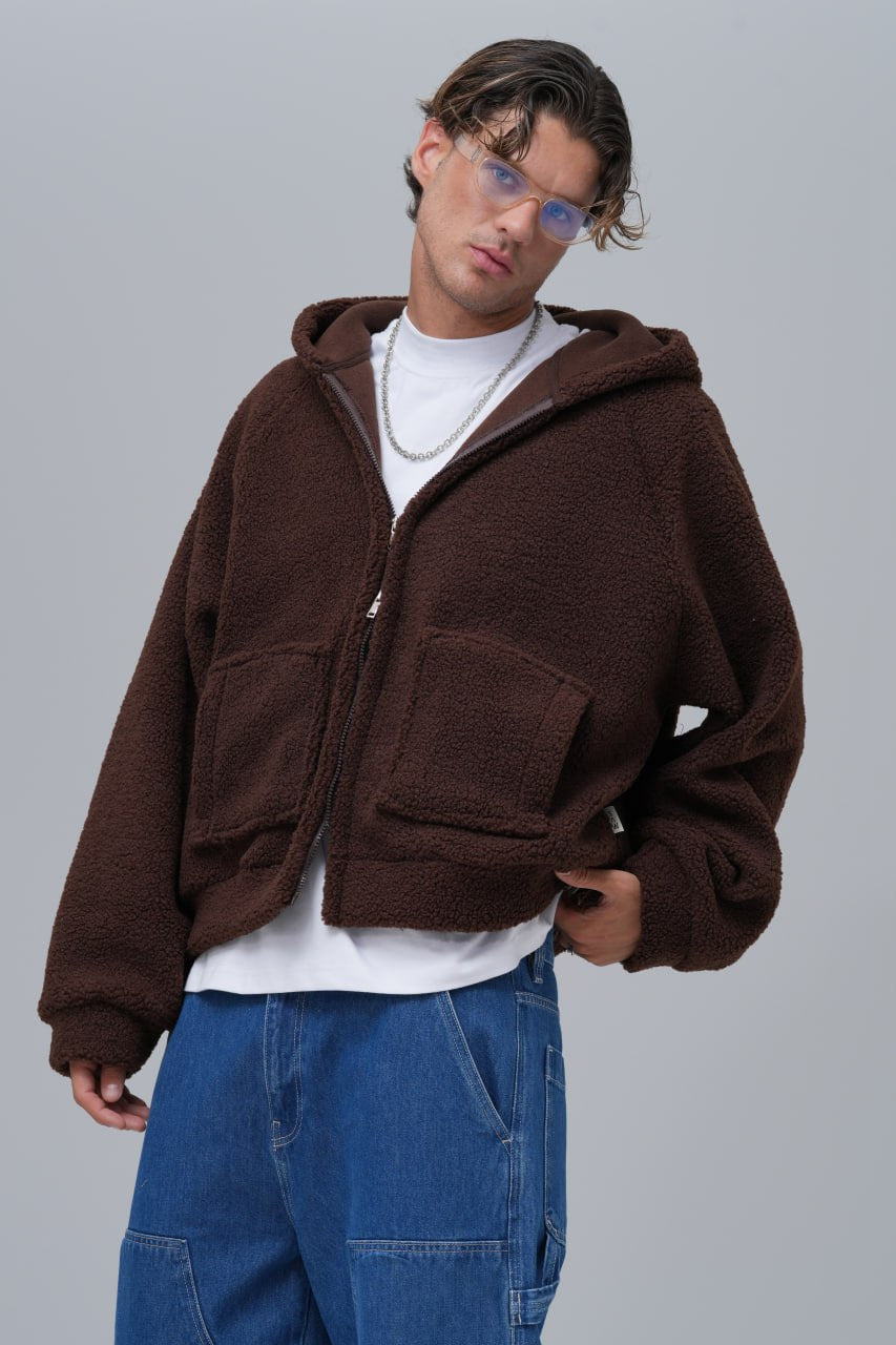 Oversized Sherpa Zip-Up Hoodie – Unisex Streetwear Comfort