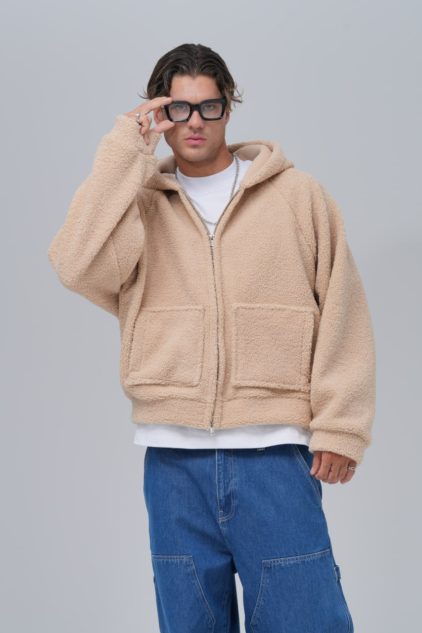 Oversized Sherpa Zip-Up Hoodie – Unisex Streetwear Comfort
