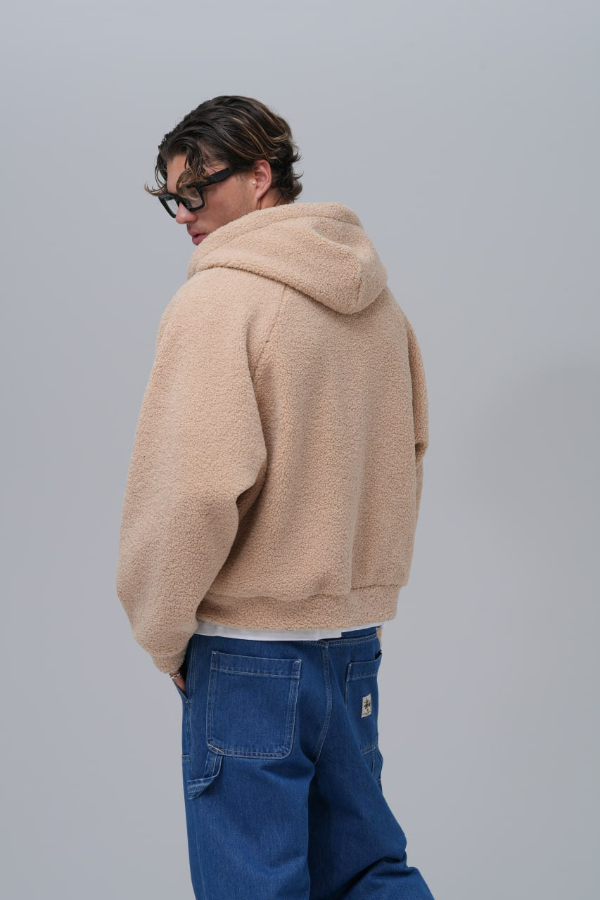 Oversized Sherpa Zip-Up Hoodie – Unisex Streetwear Comfort