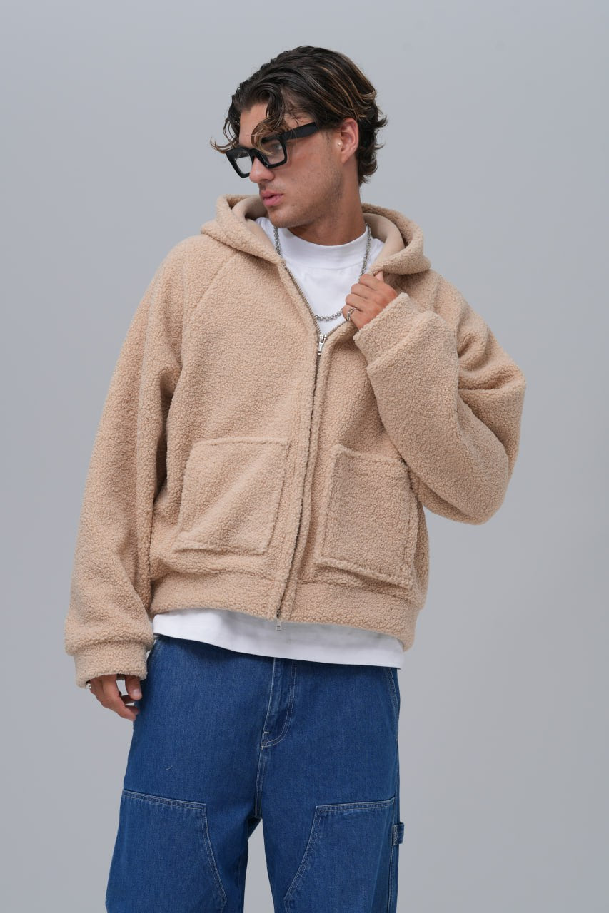 Oversized Sherpa Zip-Up Hoodie – Unisex Streetwear Comfort