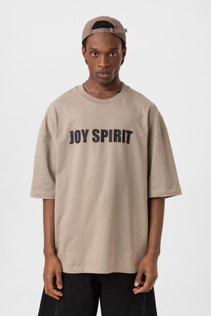 Oversized T-Shirt - JOY SPIRIT Graphic Tee | Unisex Minimalist Cotton Shirt