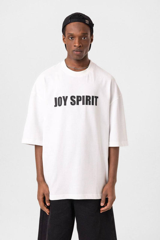 Oversized T-Shirt - JOY SPIRIT Graphic Tee | Unisex Minimalist Cotton Shirt