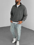 Oversized Zip-Neck Sweatshirt