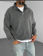 Oversized Zip-Neck Sweatshirt