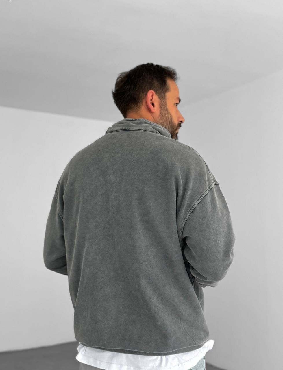 Oversized Zip-Neck Sweatshirt