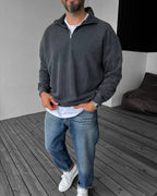 Oversized Zip-Neck Sweatshirt