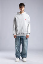Oversized '8' Plaid Patch Hoodie - Vintage Washed Pullover