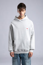 Oversized '8' Plaid Patch Hoodie - Vintage Washed Pullover