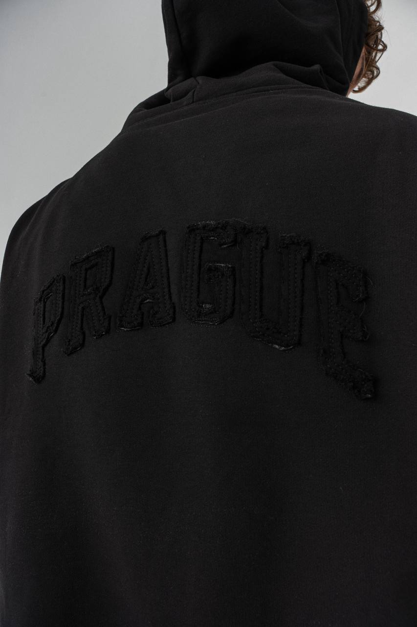 PRAGUE Oversized Embroidered Hoodie – Unisex Streetwear