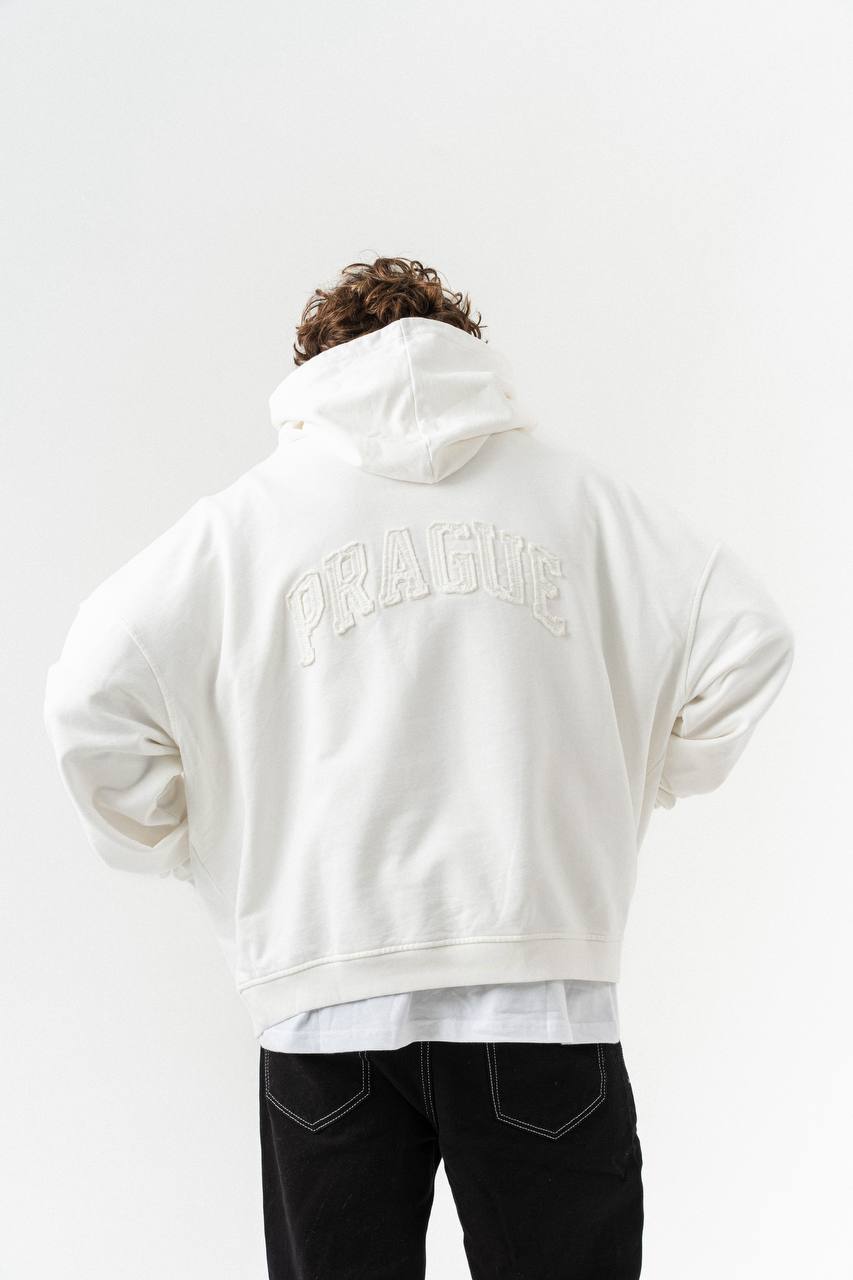 PRAGUE Oversized Embroidered Hoodie – Unisex Streetwear
